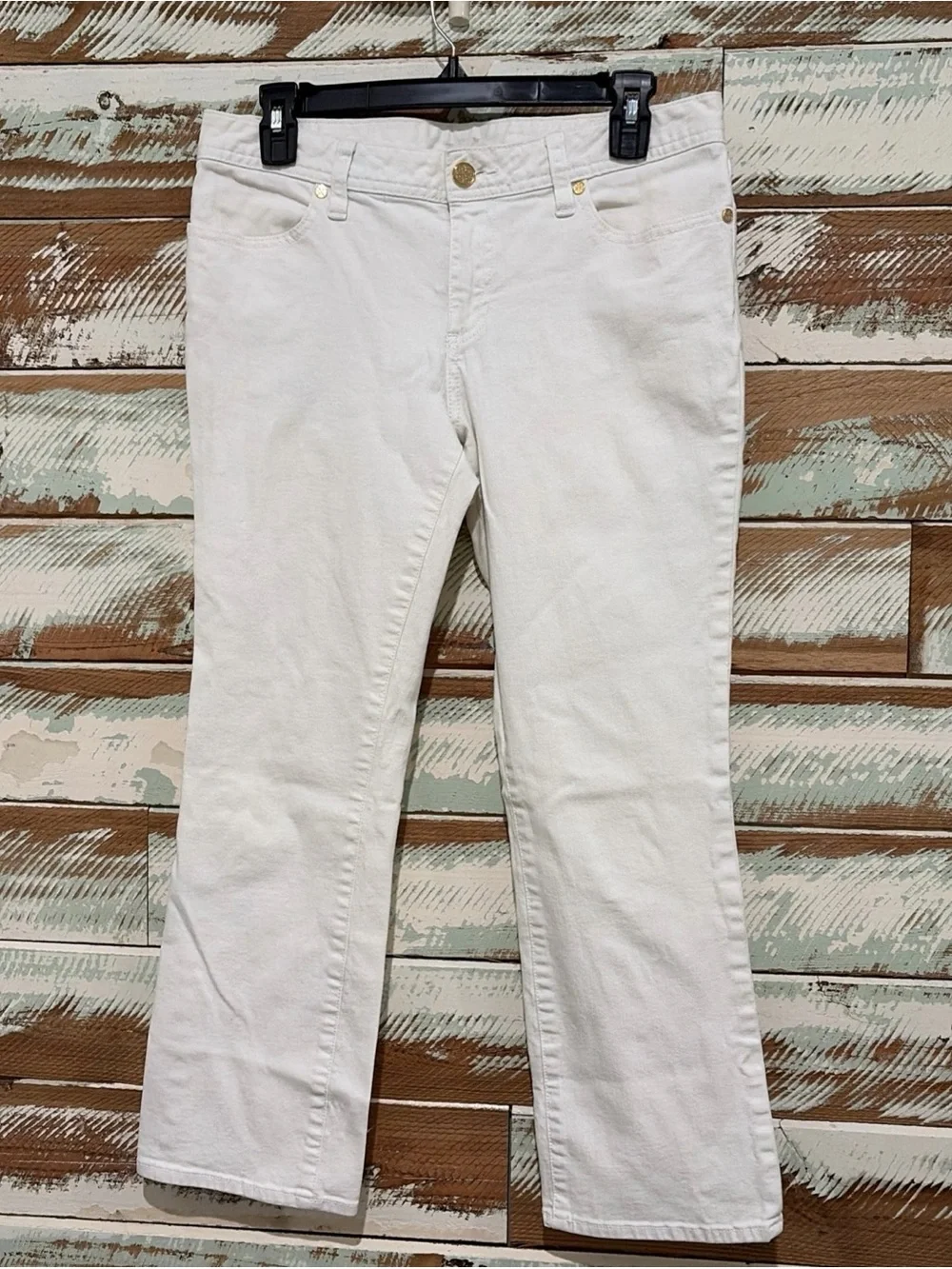 TORY BURCH Women White Mid Rise Cropped Ankle Pants Size 29 Resortwear Beach